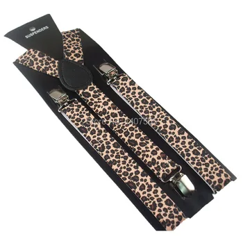 1 бр. дамски секси леопардовые разтеглив обикновен панталон от полиестер с подтяжками-клипсами