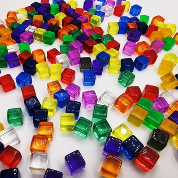 100 бр./компл. 8 мм акрил прозрачни сиви квадратни ъглови разноцветни кристални кости Шахматна фигура Правоъгълен решетеста куб за игра-пъзел