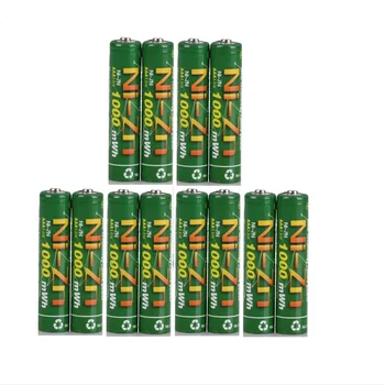 12шт 1000 МВтч NiZn 1.6 V AAA акумулаторни батерии