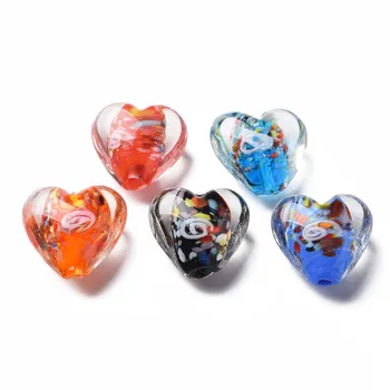 25 бр. мъниста във формата на цвете на сърцето от лэмпворка, пъстри стъклени мъниста-подпори, россыпь мъниста за гривни, обици, декорации 