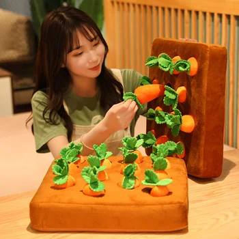 35 см моркови, Пълнени с плюшени играчки Моделиране зеленчуци, Теглене на репички ПП памукът е Мек I-Интерактивен за деца Коледен подарък