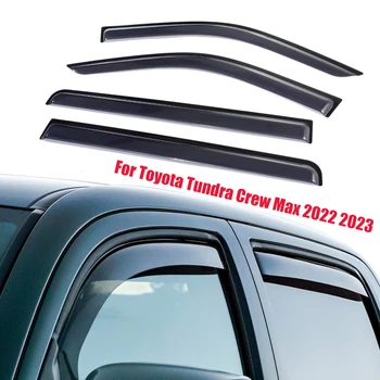 4 бр./компл. дефлектори на страничните прозорци на автомобила, черна защита от дъжд от външната страна на автомобила за Toyota Tundra Crew Max 2022 2023