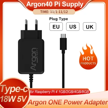 Argon40 Pi Plug Източник на енергия От 18 Вата 5 Волта Type-C Аргон ONE V2 M. 2 Калъф Pi 4 захранващ Адаптер USB C Зарядно Устройство за Raspberry Pi 4
