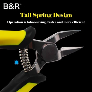 B & R TS-140 5-Инчов Кръгли Клещи За рязане на Отлични Клещи С Пружинным дизайн на Задното усилия Микро Ножици Мултифункционални Ръчни Инструменти
