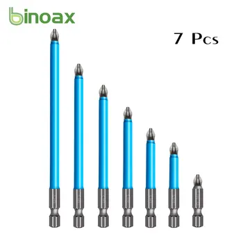 Binoax 7ШТ PH2 устойчива на плъзгане Магнитна Електрическа Отвертка Набор от Бита 25/50/65/70/90/127/150 мм