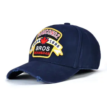 DSQICOND2 Памучни шапки с букви, висококачествена шапка, мъжки, дамски, дизайнерски шапка с бродерия под формата на кленов лист, черни шапки за татко