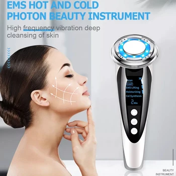 EMS Масажор за лице Микротоковая красотата на Звукова вибрация за премахване на бръчки, Горещо, хладно ултразвуково устройство за лифтинг на лицето