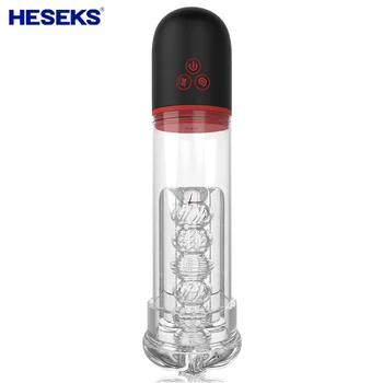 HESEKS 2 в 1 Автоматично помпа за уголемяване на пениса, вибриращи вакуумни сосущая мъжки чаша за мастурбацията, секс-играчките за мъже