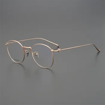 Janpanese Титанови точки на ръчно изработени в кръгла рамка в ретро стил, мъжки и женски очила за късогледство, сини блокер очила