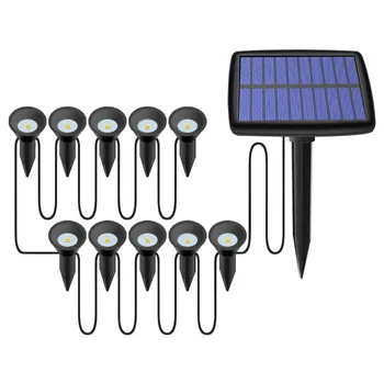 Led прожектор за слънчева батерия с 10 глави SMD2835, led чип, външна пътека, украса на ландшафта, водоустойчива лампа за градина, на подходния път