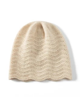 MELILAMB в Есенно-зимната нова дамска шапка от 100% кашмир, вязаная вълнена шапка, выдалбливают индивидуалност, модерен, топъл пуловер за момичета, шапка