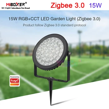 Miboxer 15 W RGB + CCT Led Градински Лампа FUTC03Z Водоустойчив IP66 Умен Лампа за Косене на Zigbee 3.0 С дистанционно управление/портал за Външно Осветление