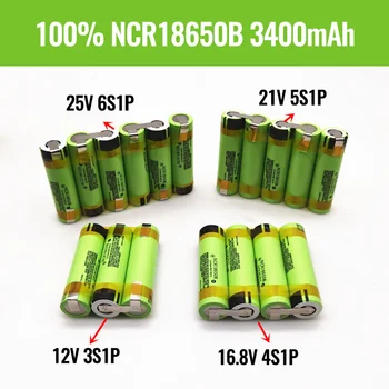 NCR18650B 3400 mah батерия за 12 16,8 В 21 В батерията отвертка батерия със заварени запояване ленти конфигуриране на батерията