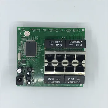 OEM PBC 8-портов Gigabit Ethernet 8портов с 8-пинов конектор 10/100/1000 м Hub 8-лентов джак Печатна платка OEM дупката за винт