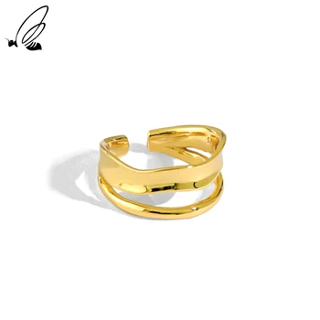 S ' STEEL двухслойное златното който отваря пръстен от сребро 925 проба за жени, нестандартен подарък за Свети Валентин, Бижута 2021, бижута