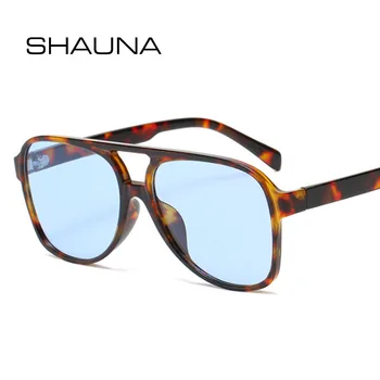 SHAUNA Модерни Дамски Слънчеви Очила-Пилоти Ретро Мъжки Сини Жълти Нюанси UV400 Тенденция Слънчеви Очила