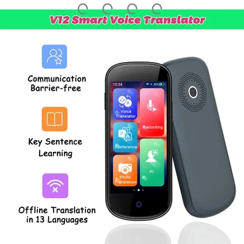 V12 Интелигентният гласов преводач 109 езици, умен преводач, езиков преводач за IOS Android смартфон