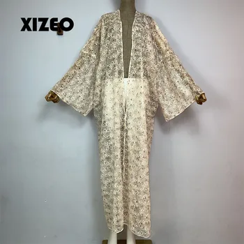 XIZEO Годишен Женски Жилетка бод Коктейлна секси Бохо Макси Африка Празничен памук, Халат с Дълъг Ръкав кимоно, кафтан