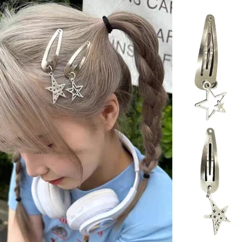 Y2k Естетически цели/куха родословни под формата на звезда с висулки за жени очарователни фиби за коса
