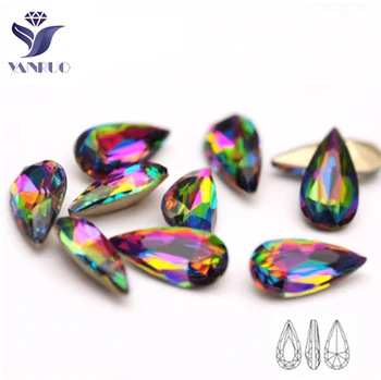 YANRUO 4322 10 бр., каплевидный вулканичен страз, стъклен блясък, необичайни занаяти, изработени от планински кристал, 3D аксесоари за дизайн на нокти, декорации за дизайн
