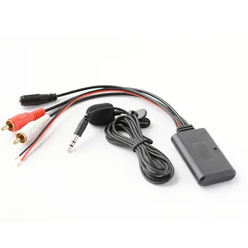Автомобилна 2 RCA адаптер за безжична връзка Bluetooth, AUX Безжично предаване на музика + микрофон Bluetooth телефон универсален