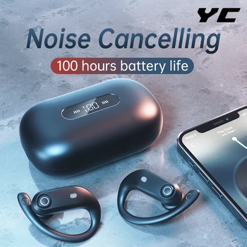 Безжични Слушалки YC с Водоустойчив Bluetooth-микрофон IPX5 с Шумопотискане до 100 часа Време на Възпроизвеждане на Басите Заушников Слушалки за Смартфони