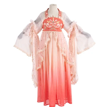 Бродерия Ханфу за момичета, детски коледен костюм, кралят танц, рокли приказни принцеси, древната традиционна китайска облекло, рокля