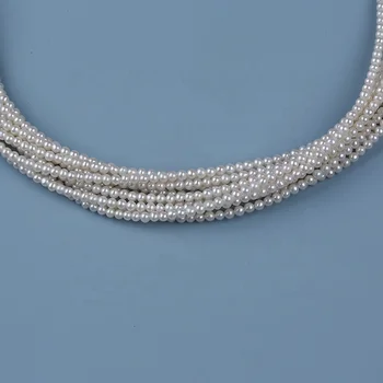 Висококачествен 2,5-3 мм, AAA естествени бели перли, кръгли мъниста, бижута на едро