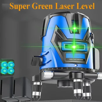 Външен 5-линия на 6-точков точност ръководят хоризонтални и вертикални 360 ° Самовыравнивающийся зелен лазер ниво Строителни инструменти