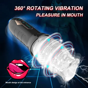 Въртящ се на 360 ° тренажор за уголемяване на пениса, автоматичен свирка, е гадно, мастурбатор за фелацио техника, мощен симулатор за главата на устата, инструмент за мастурбация за мъже