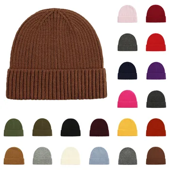 Гореща разпродажба, нова дамски мъжки есенно-зимна топла шапка-бини, обикновен женски мъжки еластични възли на една кука шапки, шапки-те