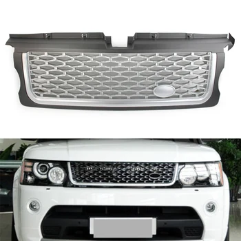 Горната решетка радиаторной капак на кола с лого на марката за Range Rover Sport 2010 2011 2012 2013 ABS Пластмаса Сив + сребро