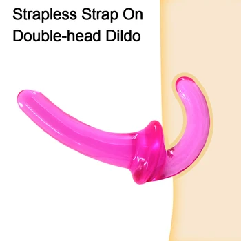 Двойно дилдо с страпоном, стимулант точка G във влагалището, еротични вибратори, без презрамки за жени, анални, играчки за възрастни, секс-играчки за лесбийки