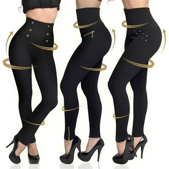 Есен 2023, секси черни дънки, гамаши, женски, с висока талия, повдигащ, стегнати, от имитация на деним, гамаши за фитнес, панталон-молив, женски