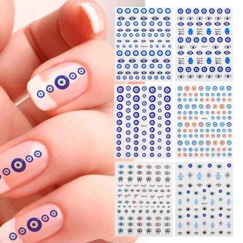 Етикети за дизайн на ноктите, Син на уроки Дизайн декорация на ноктите Съвети за дизайн на Задния лепило Стикери за нокти