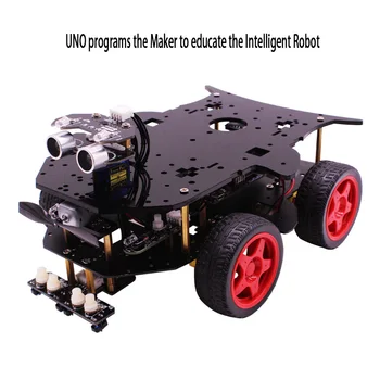 Интелигентен автомобил робот комплекта е съвместим с Arduino Uno programming maker education 4WDScratch