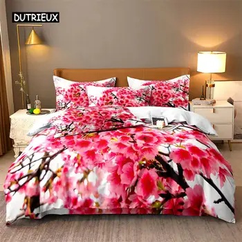 Комплект спално бельо от естествени цветя, определени пододеяльников, 3d спално бельо с дигитален печат, комплект спално бельо кралски размери и модерен дизайн