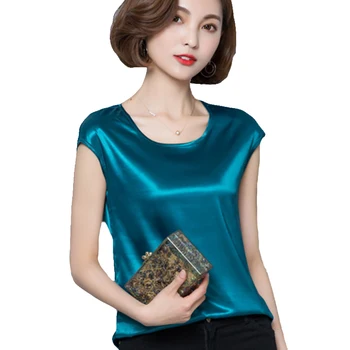 Лятна сатен блуза, дамски блузи, плюс размер 4XL, имитация на копринени ризи, дамски блузи, ежедневни ризи с ръкави, 