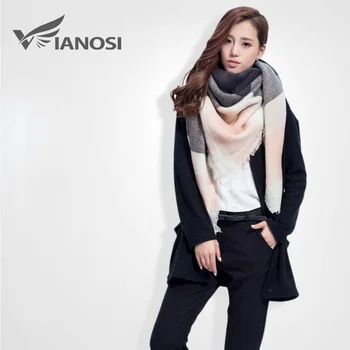Марка VIANOSI, женски зимен карирани квадратен вязаный шал, дамски топли шалове, памучни шалове VS005