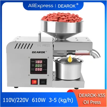 Маслопресс DEAROK-X5S от неръждаема стомана, версия на малък търговски домашно маслопресса за студено и горещо пресоване с контролирана температура