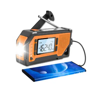 Многофункционално Радио Слънчево Радио Външен Авариен Кривошипный Генератор С Храненето AM/FM/NOAA с LCD екран Led Фенерче Power Bank SOS