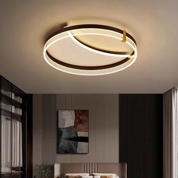 Модерен led тавана лампа за дневна, спалня, минималистичная кръгла околовръстен полилей за трапезария, черен пръстен за декорация на помещения