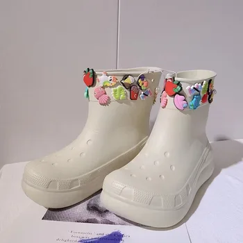 Мультяшные класически непромокаеми обувки от бутер материал, ежедневни нескользящие водоустойчив модни непромокаеми обувки с къси тръби, летни обувки 2023 година