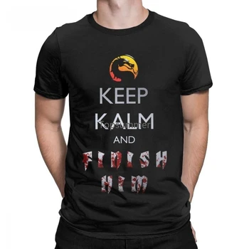 Мъжки t-shirt Mortal Kombat, тениски Keep Спокойно, тениска, невероятна градинска дрехи, креативна летни дрехи от 100% памук оверсайз