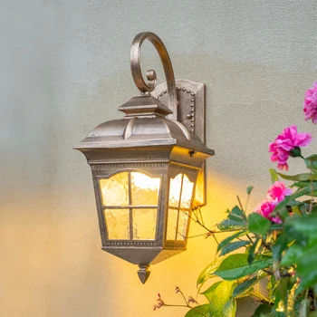 На улицата, с монтиран на стената лампа в европейски стил, водоустойчива лампа за пътека, градина, тераса, вили, американски ретро, улични врата, лампа за коридора във вътрешния двор
