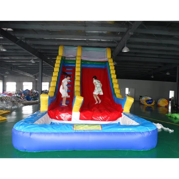 Надуваема водна пързалка с басейн, Надуваема пързалка за басейн, изработена във фабриката на търговски mesh материя от PVC за забавление на открито