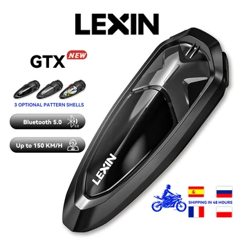 Нов Lexin LX-GTX Bluetooth Слушалка Домофонна система за Мотоциклетни Шлем Подкрепа 6-10 Колоездачи да Говорят едновременно и на Множество Аудио Мото 1 бр.