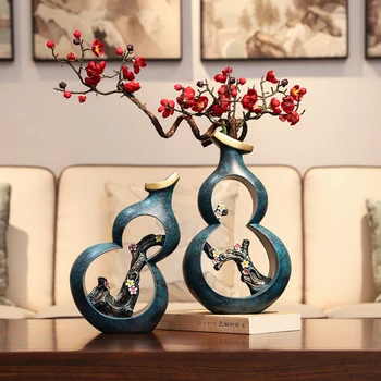 Нови китайски декорации за всекидневна, креативни подаръци, украшения за дома винен шкаф, поставка за съдове, офис маса, ваза за тиквата