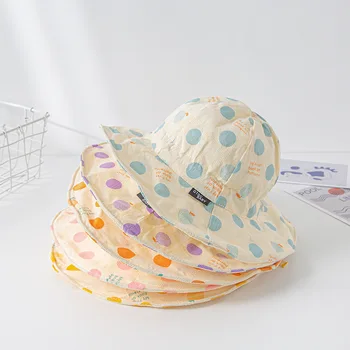 Новият годишен купол за малки деца, отлична вентилация, кръгла точка, мода за момичета, плаж на открито, красива солнцезащитная шапка, рибарска шапка