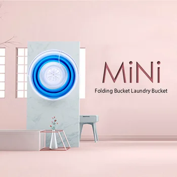 Перална машина със сгъваем кофа преносима Ултразвукова пералня за общежитие, мини-бельо, чорапогащи, звукова перална машина